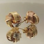 Cercei din aur galben alb si roz 14k