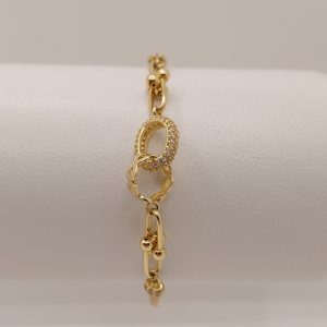 Bratara de dama din aur 14k, pietre zirconiu