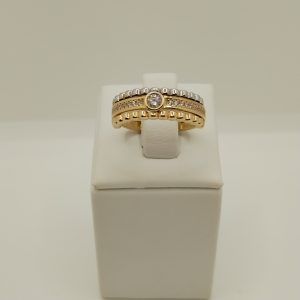 Inel dama tip Verigheta din Aur 14k cu Pietre Zirconiu